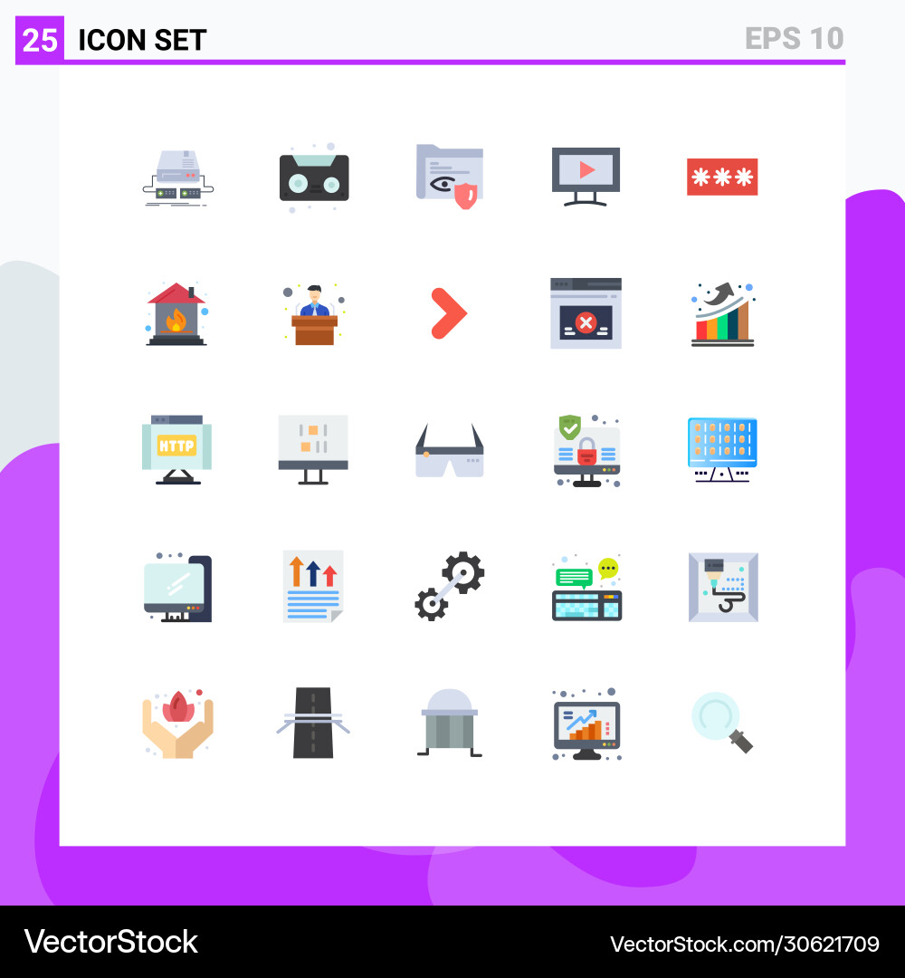 Set 25 flat colors on grid for passkey code Vector Image