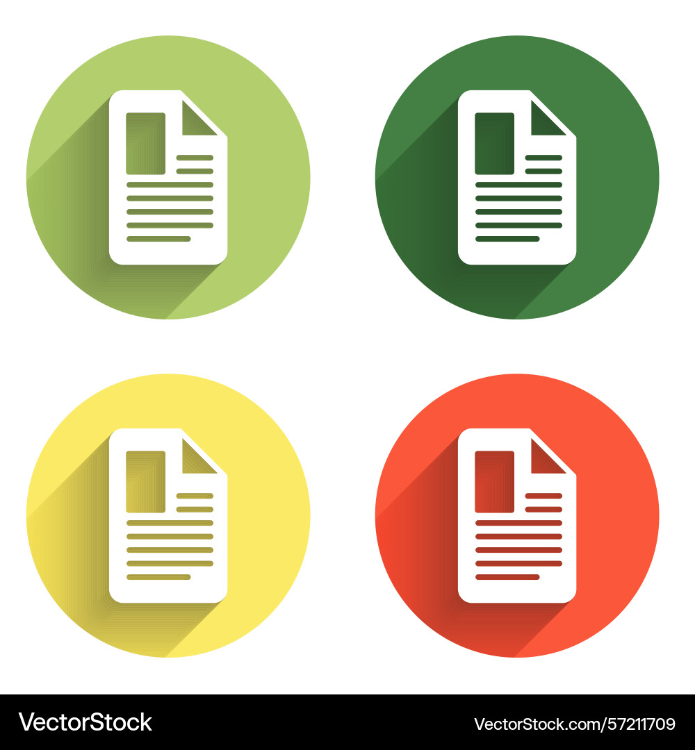 Set file document icon isolated with long shadow Set file document icon isolated with long shadow vector image
