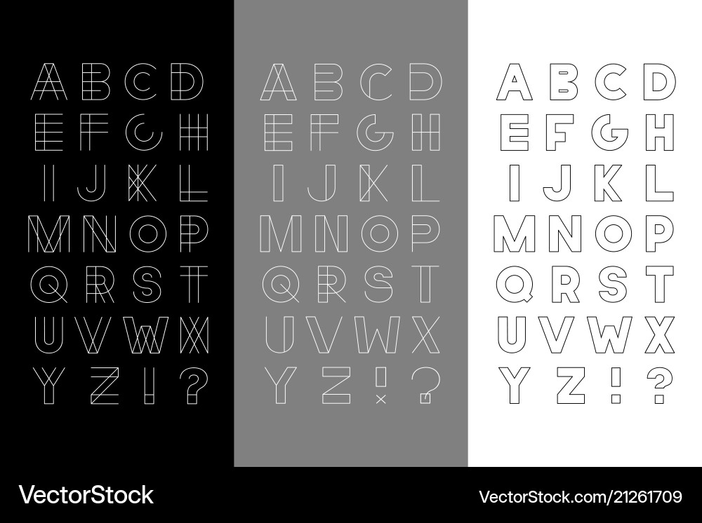 Set of three trendy english alphabets Vector Image