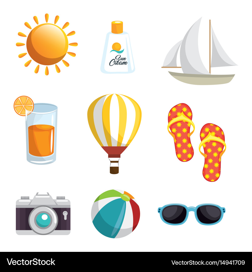 Summer related objects design vector image