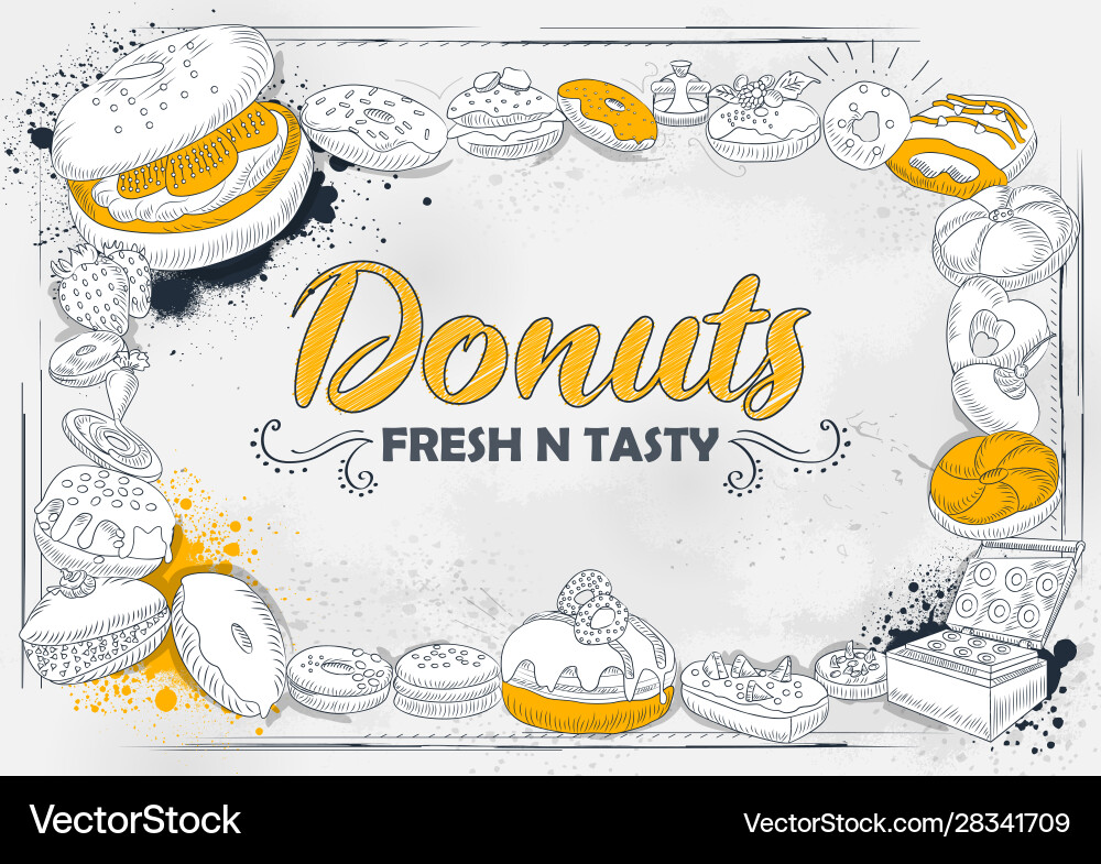 Template different types donut for menu Template different types donut for menu vector image