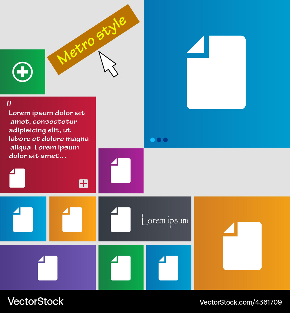 Text file icon sign metro style buttons modern vector image