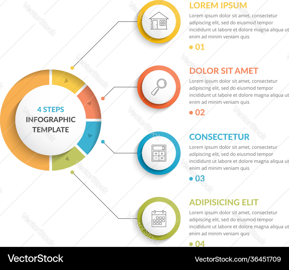 Workflow Infographic Template - 4 Steps vector image