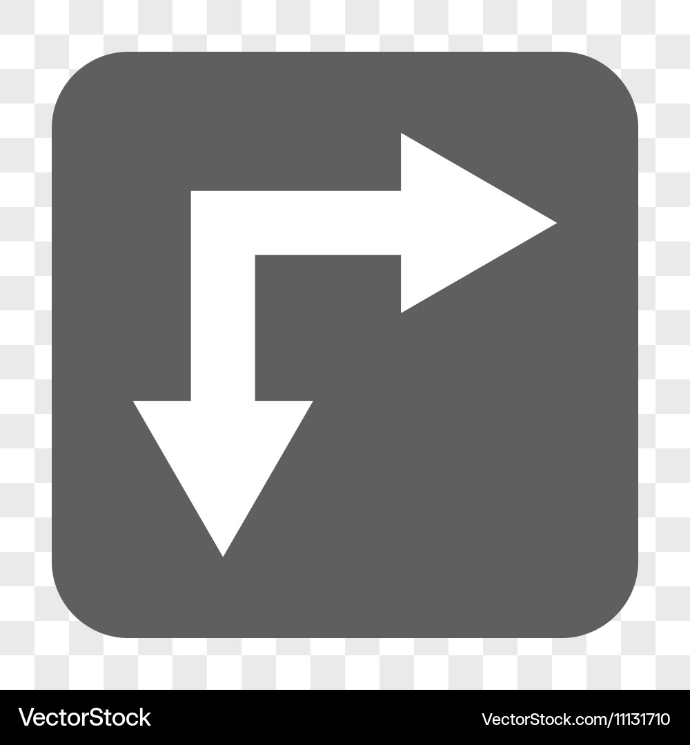 Bifurcation arrow right down rounded square button Vector Image