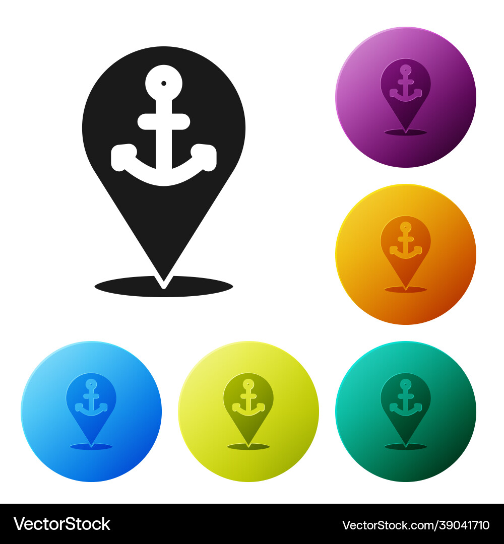 Black map pointer with anchor icon isolated Black map pointer with anchor icon isolated vector image