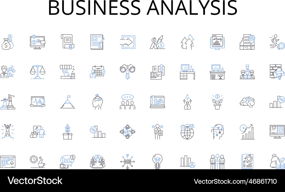 Business analysis line icons collection organize Business analysis line icons collection organize vector image