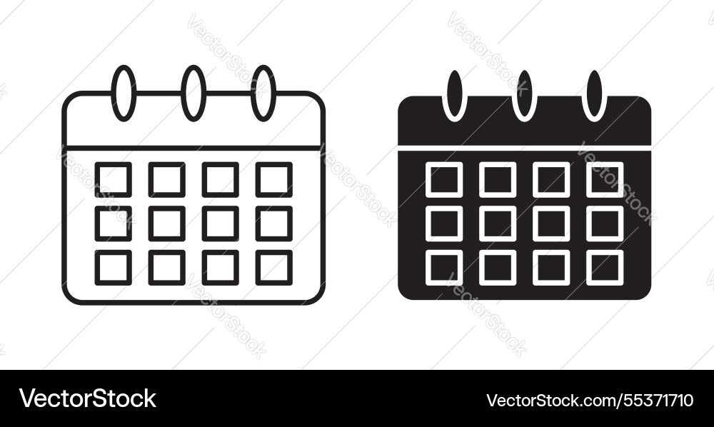 Calendar icon set in thin line for web Vector Image