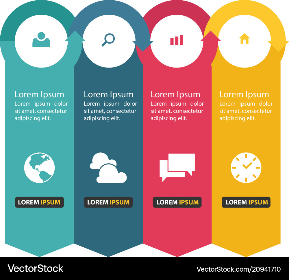 Circle arrow infographic template of four step vec Circle arrow infographic template of four step vec vector image