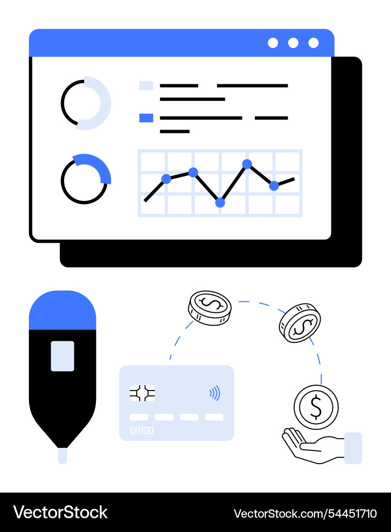 Financial monitoring dashboard with graphs credit Financial monitoring dashboard with graphs credit vector image