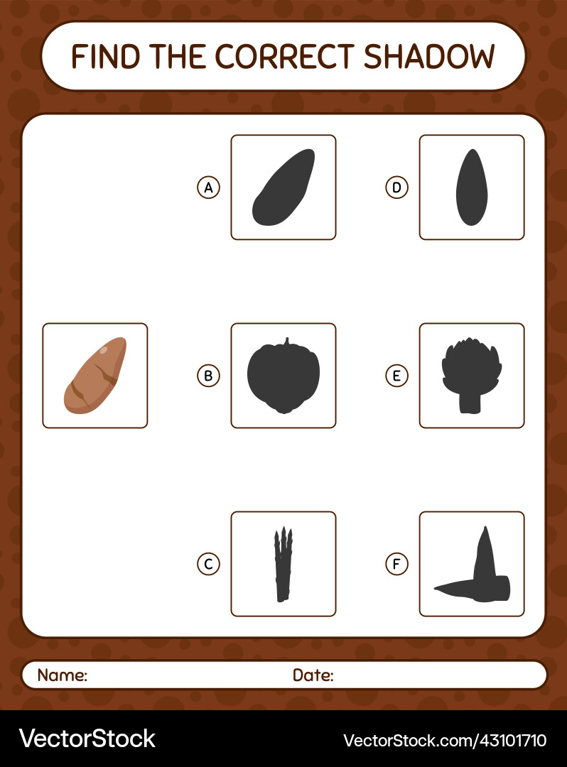 Find the correct shadows game with yam root Find the correct shadows game with yam root vector image