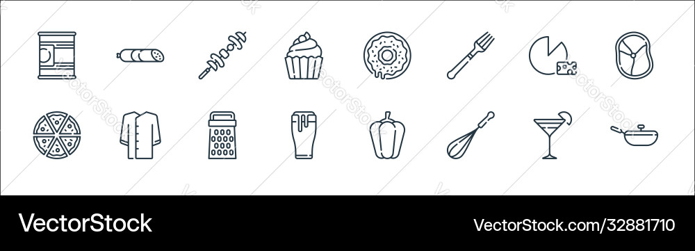 Gastronomy line icons linear set quality Gastronomy line icons linear set quality vector image