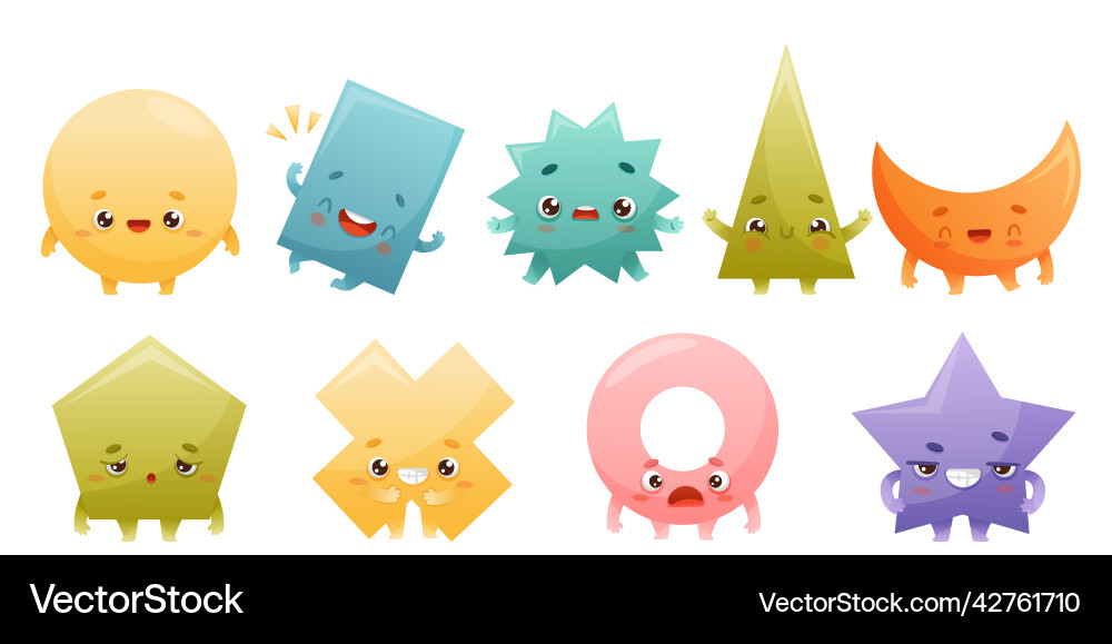 Geometric shape character with different face Geometric shape character with different face vector image