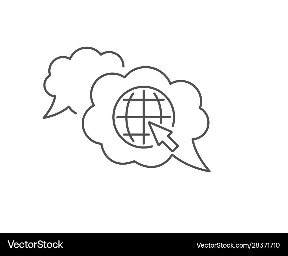 Globe with mouse cursor line icon world sign Vector Image