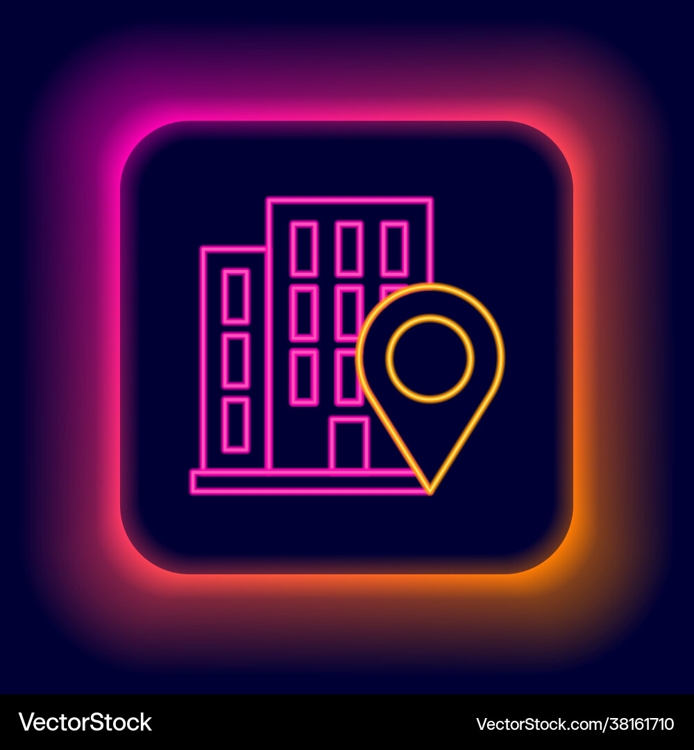 Glowing neon line map pointer with house icon Glowing neon line map pointer with house icon vector image