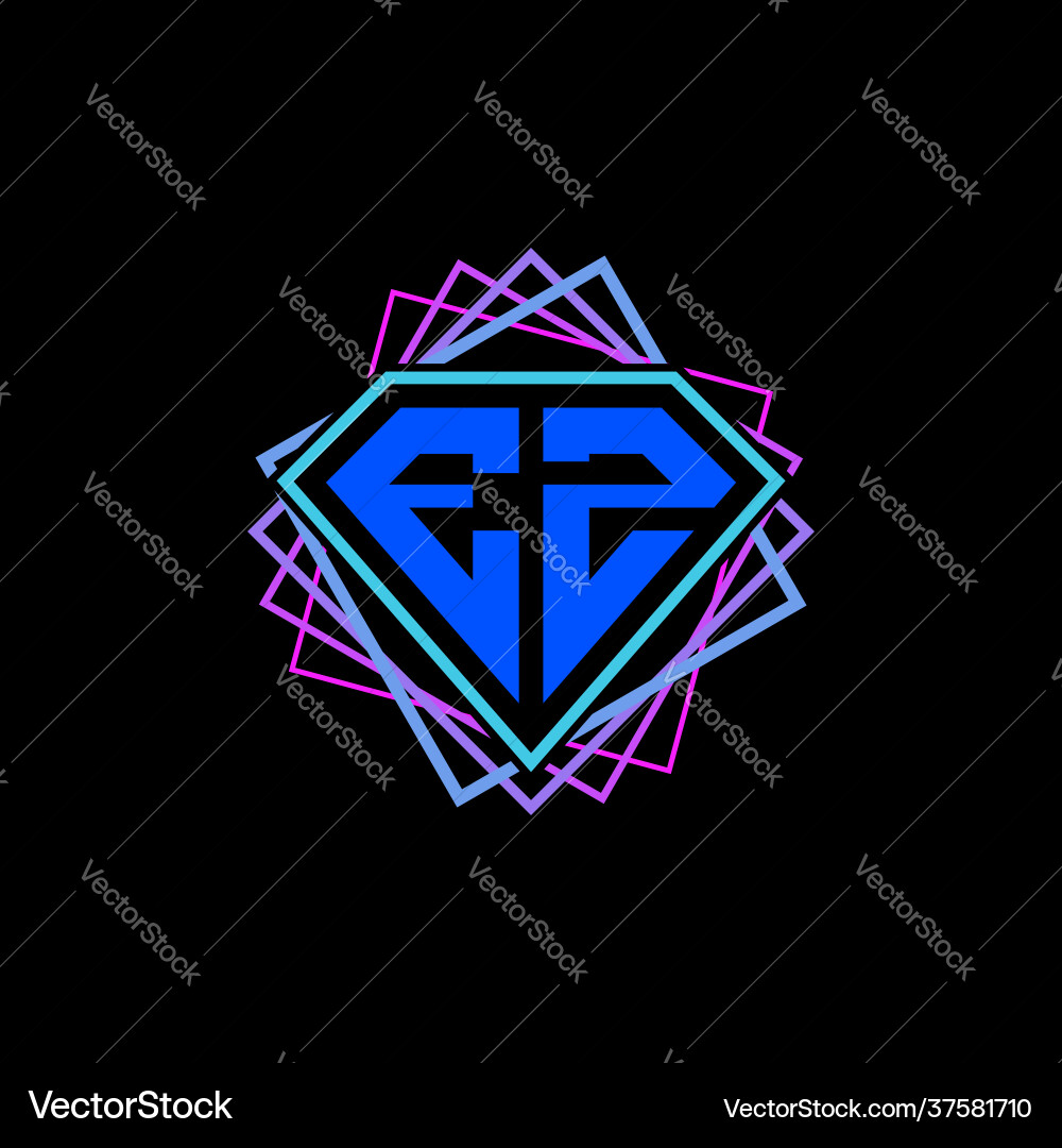 Initial letter e z with diamond design and square Vector Image