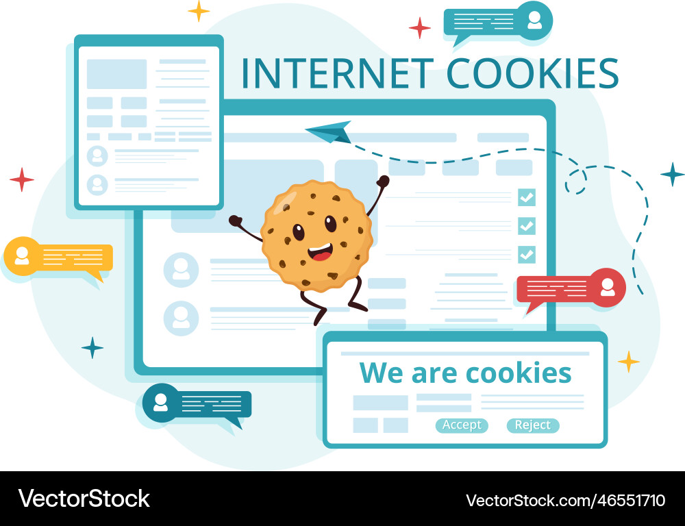 Internet cookies technology with track cookie Vector Image
