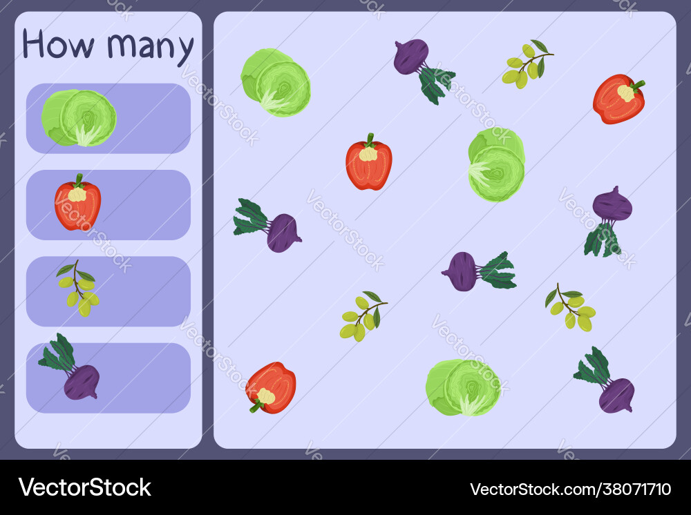 Kids mathematical mini game - count how many Kids mathematical mini game - count how many Vector Image