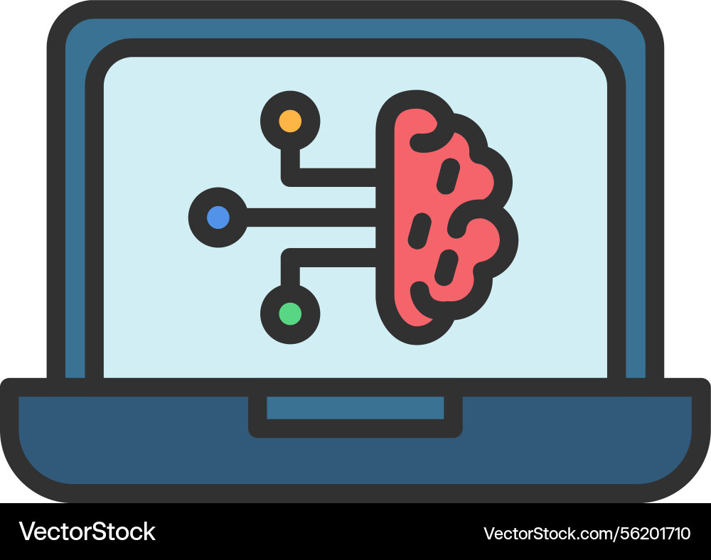 Machine learning outline filled icon vector image