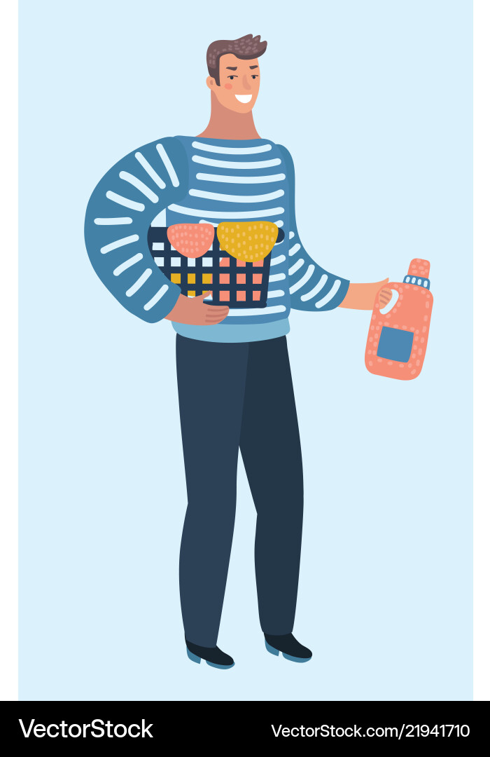 Man with a pile of linen Vector Image