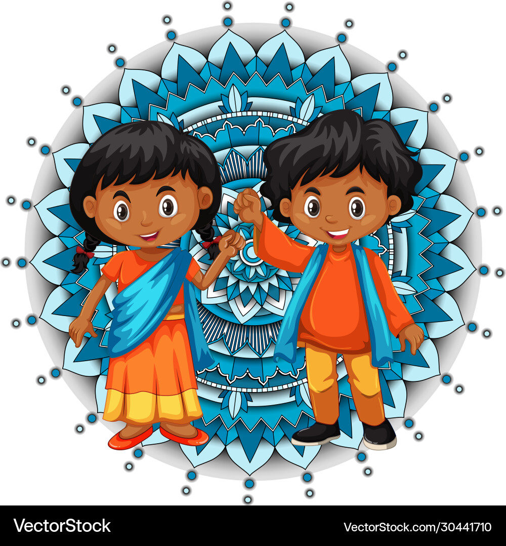 Mandala pattern design background with two happy Mandala pattern design background with two happy Vector Image