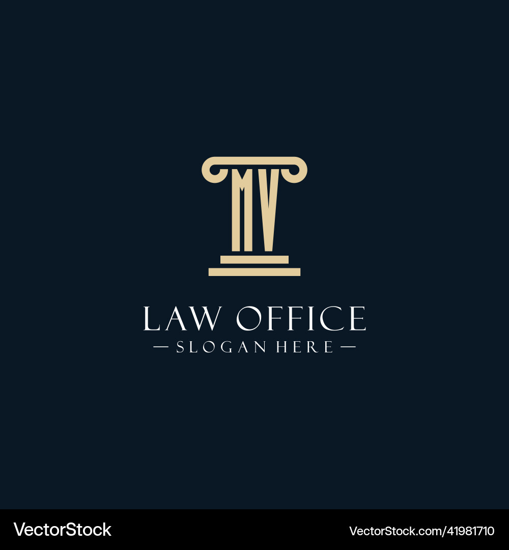 Mv initial monogram logos with pillar shapes style Vector Image