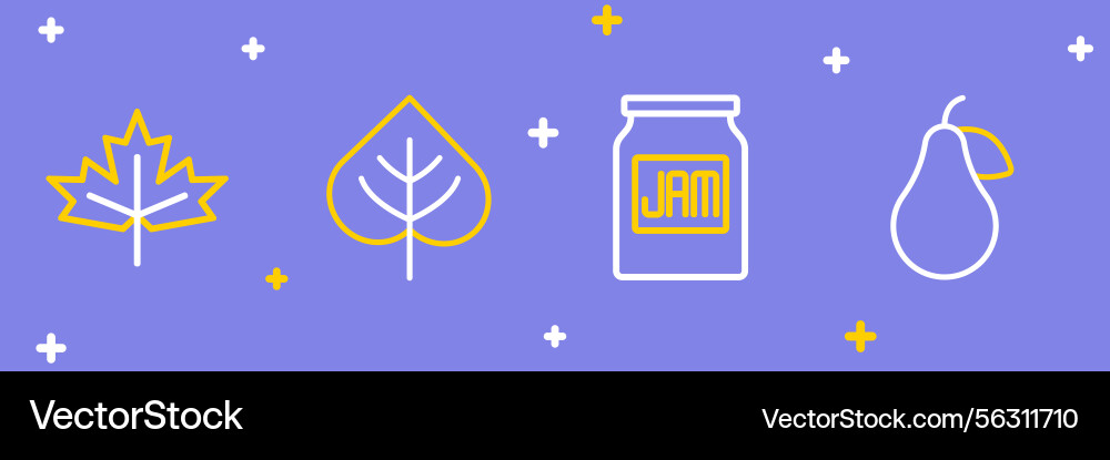 Pear Jam & Maple Leaf Set Vector Image
