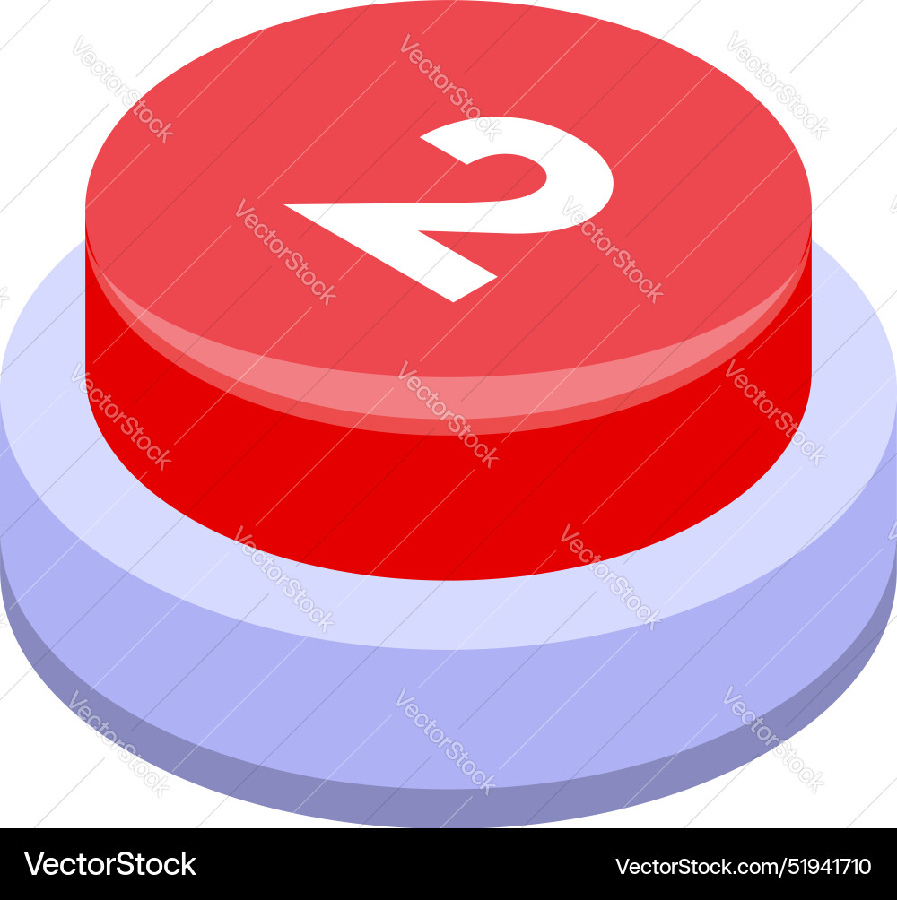 Red button showing number two for second place Red button showing number two for second place vector image