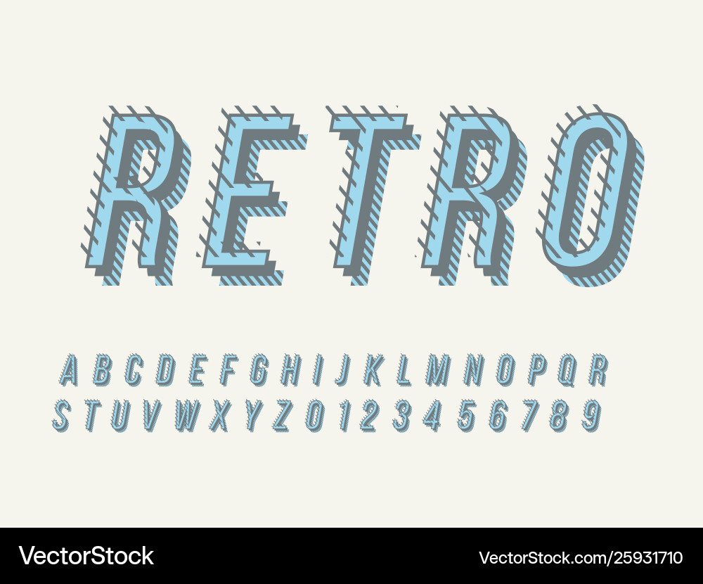 Retro font and alphabet stock Retro font and alphabet stock Vector Image
