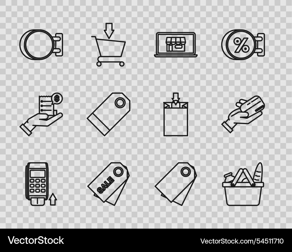 Set line pos terminal with inserted credit card Vector Image