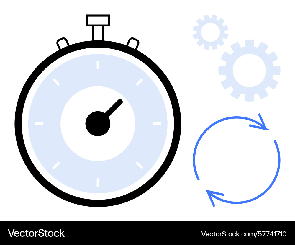 Stopwatch with gears and circular arrows Stopwatch with gears and circular arrows vector image