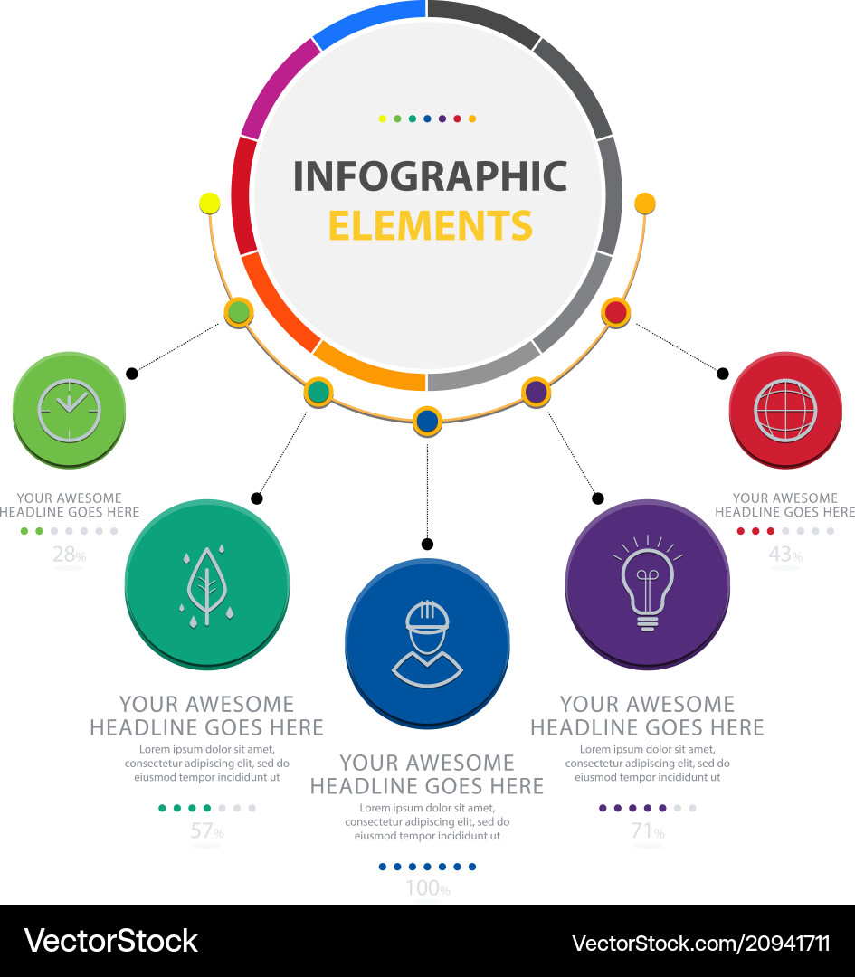 Abstract circle infographic elements with five opt Abstract circle infographic elements with five opt vector image
