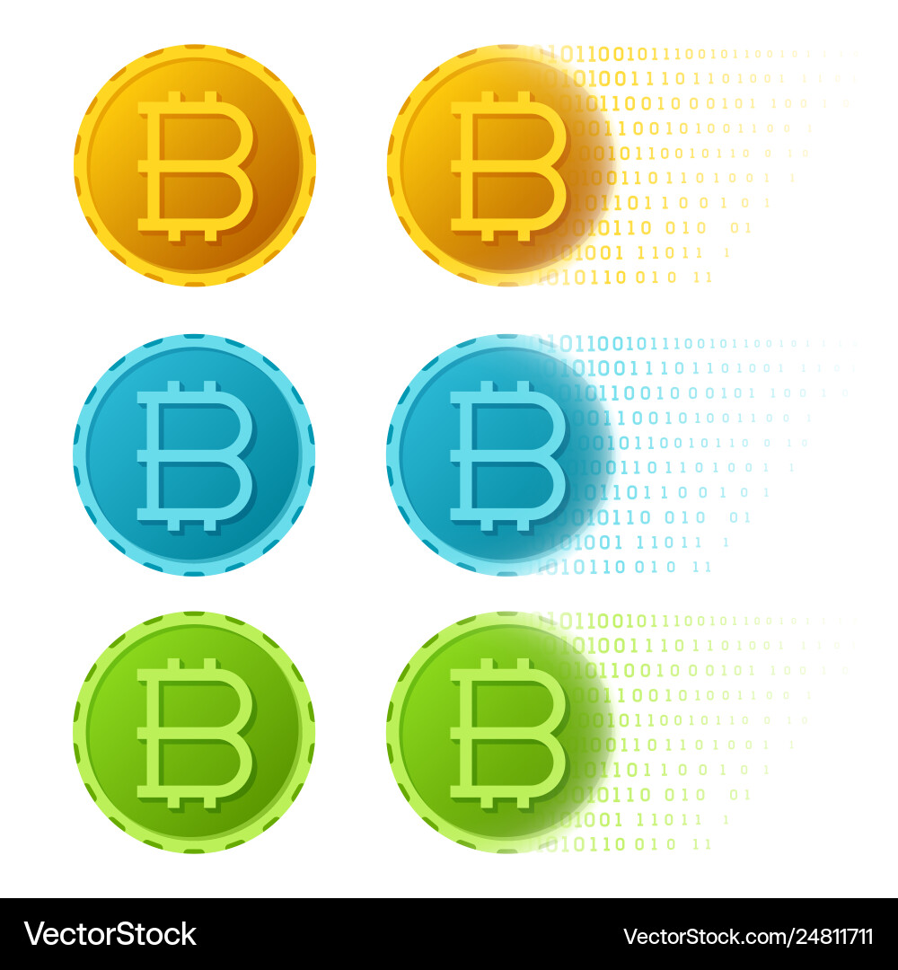 Bitcoin digital mining concepts set in flat style Vector Image
