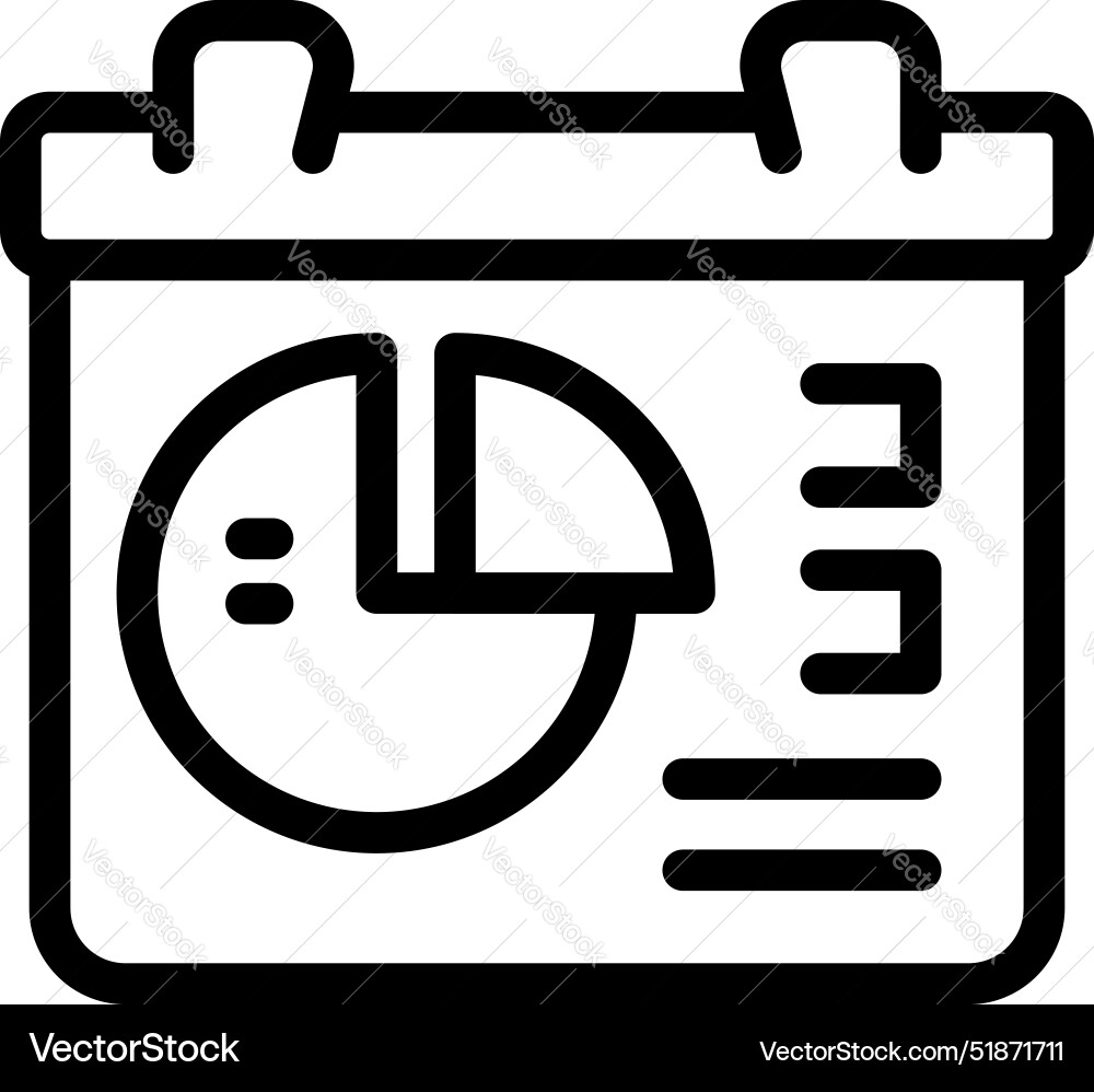 Calendar showing pie chart representing business vector image