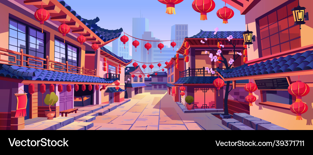 Chinese new year holiday celebration houses Chinese new year holiday celebration houses vector image