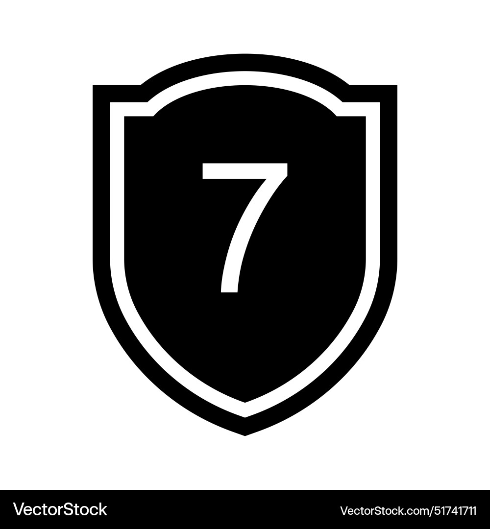 Design icon of the number 7 in a shield Vector Image