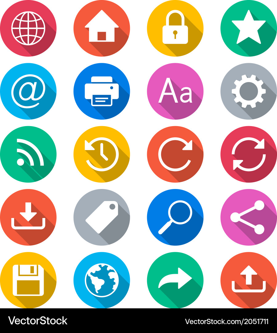 Flat Color Web Icons vector image