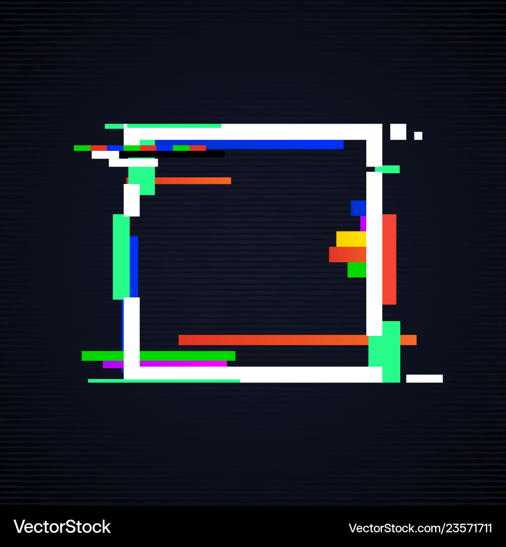 Glitch square frame tv distorted signal Vector Image