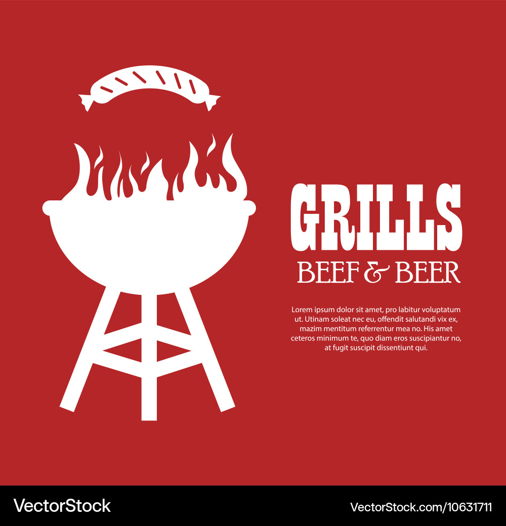 Grills menu beef beer design isolated Vector Image