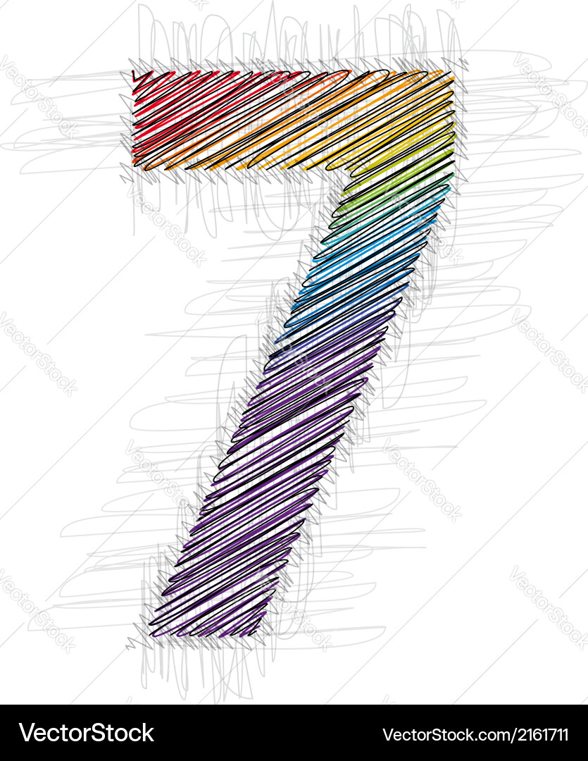 Hand drawn font number 7 Vector Image