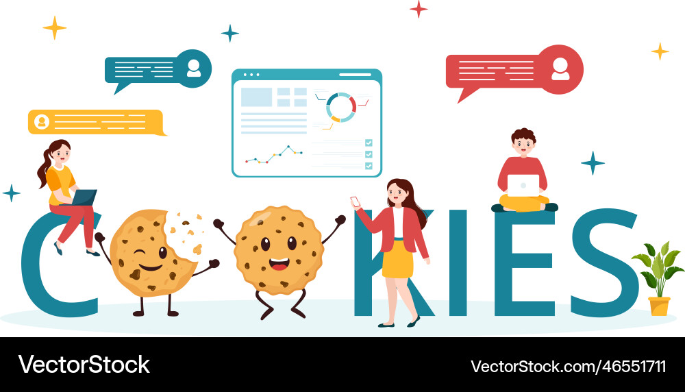 Internet cookies technology with track cookie Vector Image
