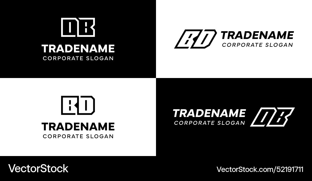 Letters bd and db square dynamic logo set Vector Image