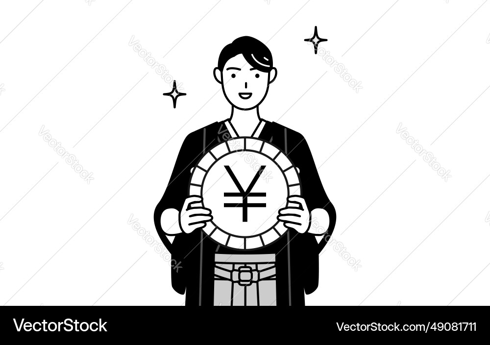Man wearing hakama with crest an image of foreign Man wearing hakama with crest an image of foreign vector image