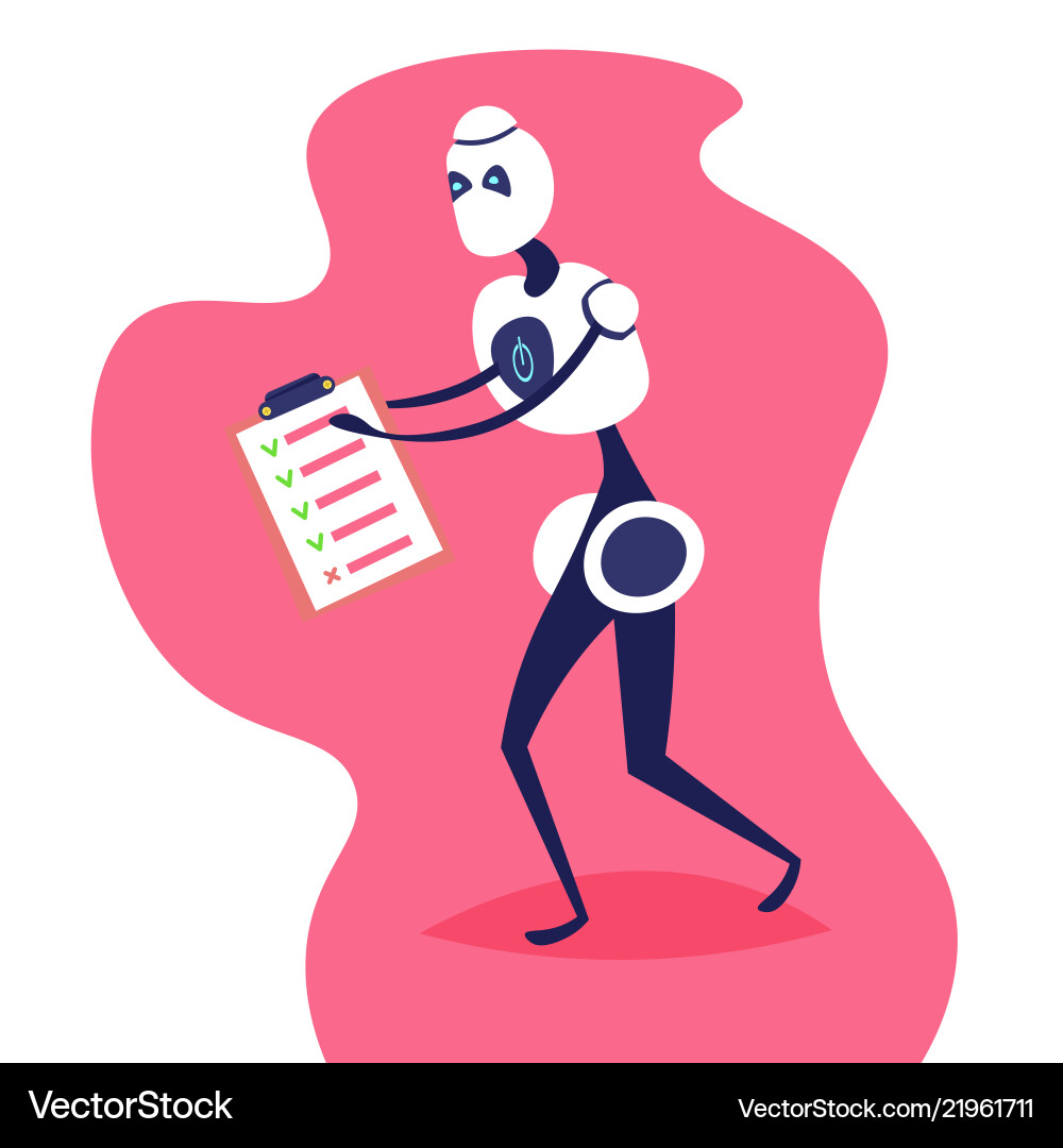 Modern robot hold checklist clipboard helper bot Modern robot hold checklist clipboard helper bot vector image