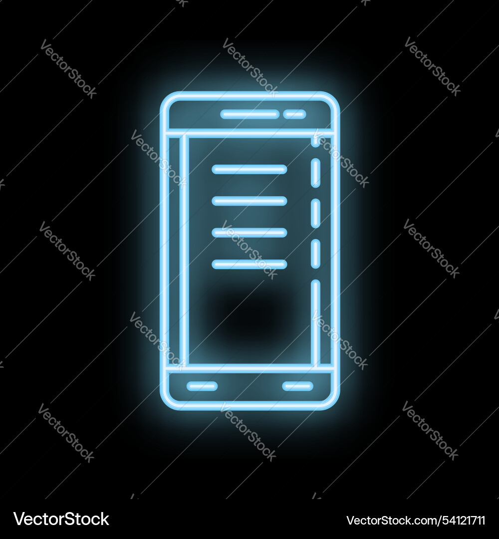 Neon smartphone showing mobile app with checklist Neon smartphone showing mobile app with checklist vector image