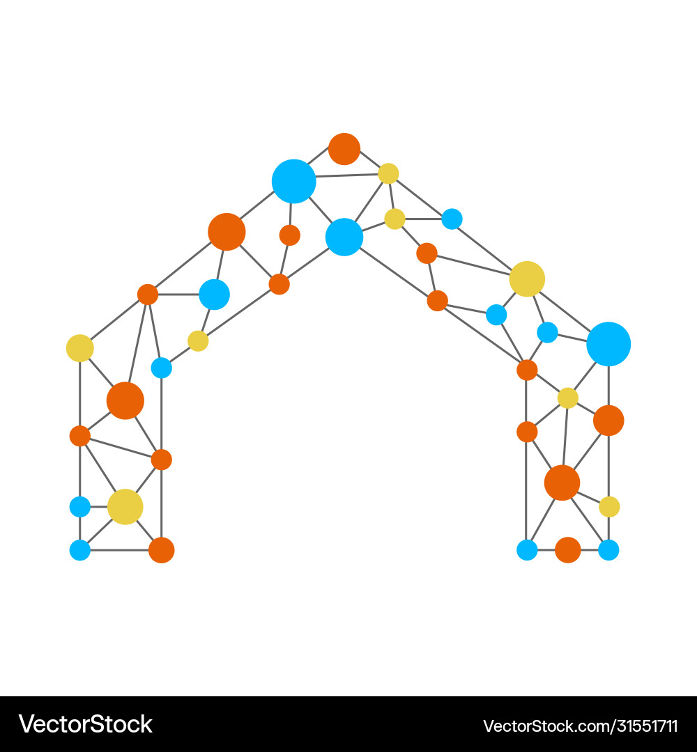 Neural network in form a house Neural network in form a house vector image