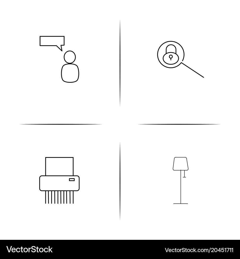 Office simple linear icon setsimple outline icons vector image