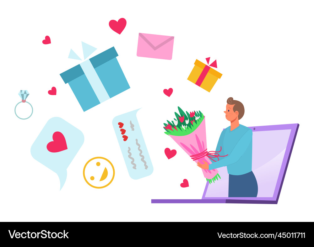 Online date at computer technology Online date at computer technology vector image