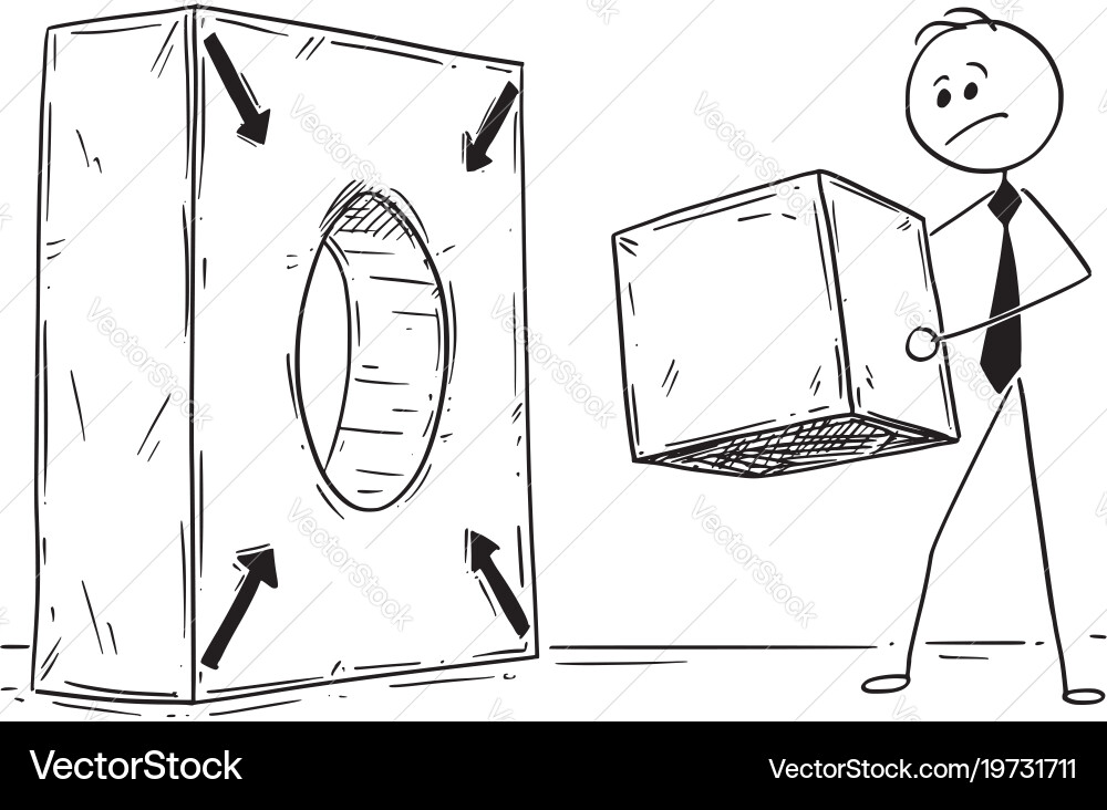 Problem Solving Metaphor - Cube & Hole Vector Image