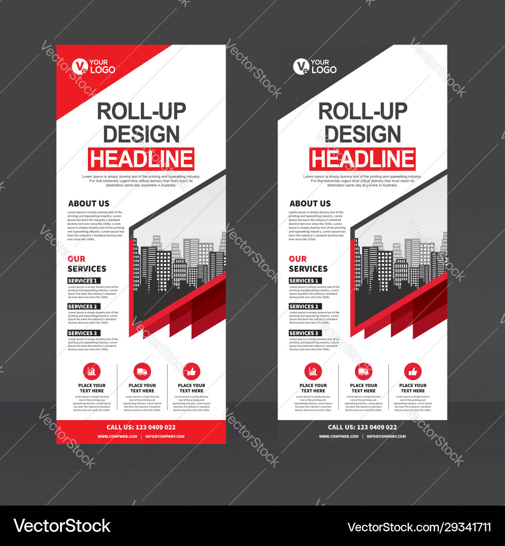 Roll Up Banner Template - Vertical Vector Image