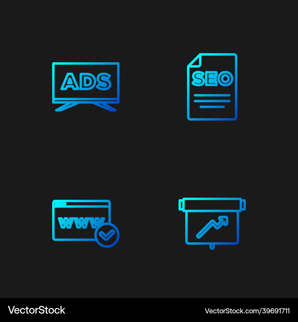 Set line board with graph chart website template Vector Image